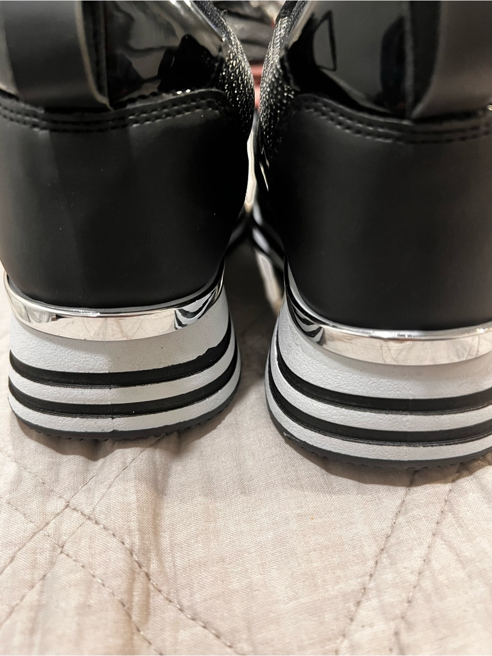 Rouge Helium Women's Black Glitter Lace-Up Sneakers l 10 - Picture 3 of 5